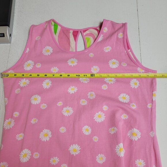 Ana Clare Reversible Sleeveless Dress Size L Pink Floral Abstract Scalloped Hem - Picture 10 of 12